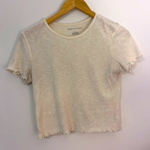 American Eagle Cropped Ribbed Shirt
